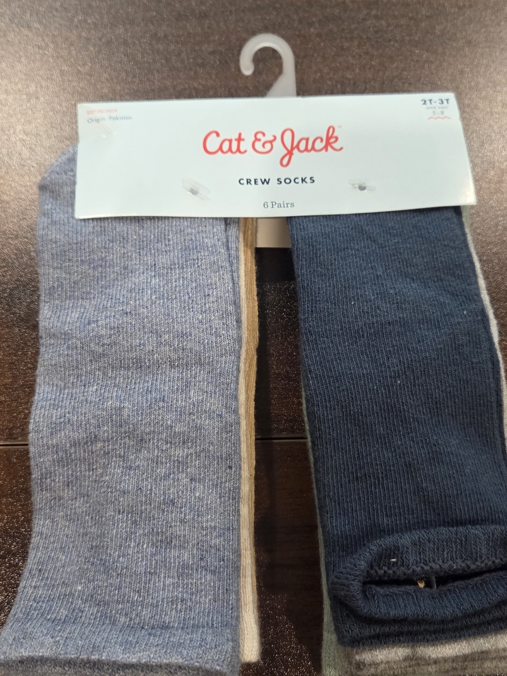 Cat & Jack Toddler Boys' 6pk Crew Socks Blue & Green Girls 2T-3T